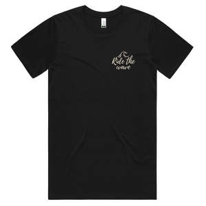 Organic Cotton Ride the Wave Location Black Mens Tee