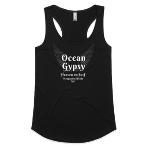 Ocean Gypsy Clothing: 'Heaven on Surf' Racerback Singlet in Black & in Grey