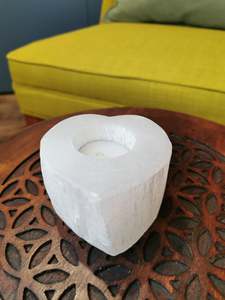 Selenite Heart Candle Holder