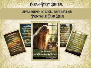 Printables: Spellbound 40 Spell Affirmation Printable Card Deck with Magical Spells To Create Your Best Life, Digital Download.