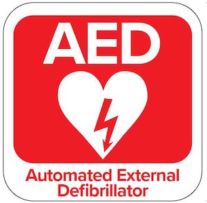 Workplace First Aid Kits: Small AED (Defib) Sticker
