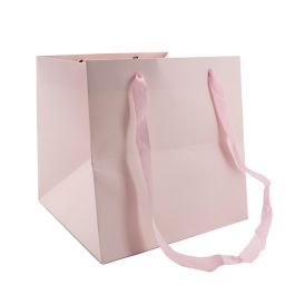 Flower Carrier Bag w/Handles 25Sqx25Hcm Pk/10 - Soft Pink Oceans Floral