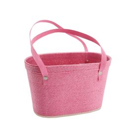 Paper Rope Braided Basket w/Handles 21TWx18BWx13Hcm - Soft Pink Oceans Floral