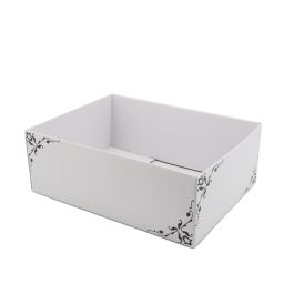 Border Design Hamper Box Med 34Lx26Wx12Hcm Pk/10 – White/Charcoal Oceans Floral
