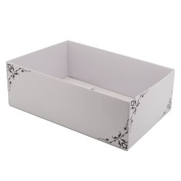 Border Design Hamper Box Large 45Lx31Wx15.6Hcm pk/10 – White/Charcoal Oceans Floral