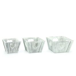 Products: Wooden Tapered Heart Box Set/3 22.2Sqx13.2Hcm - White Oceans Floral