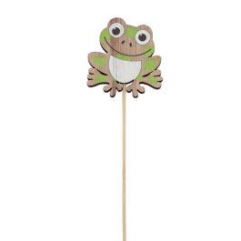 Nordic Wooden Printed Frog Pick 6Wx6.5Hx28Lcm Pk/12 - Natural/Green Oceans Floral