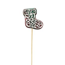 Nordic Wooden Xmas Stocking Pick 6Wx7Hx31.5Lcm Pk/12 - Multi Oceans Floral