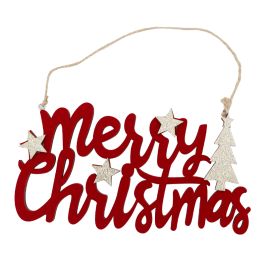 Products: Nordic Wooden Merry Christmas Hanger 22Lx0.9Wx11.8Hcm - Red/Natural Oceans Floral