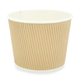 Paper Ribbed Round Container 13TDx10.5BDx10.5Hcm (998ml) Pk/25 - Brown/White Oceans Floral