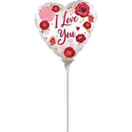 Products: 9” Hrt Satin Love You Flowers - White/Red Oceans Floral