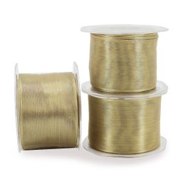 Nylon Excel Ribbon Wire Edge 62mmx10M - Gold Oceans Floral
