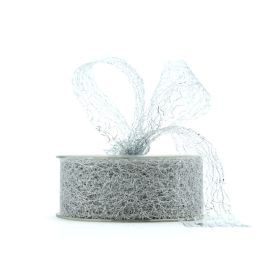 Metallic Silk Mesh Ribbon 38mmx20m Oceans Floral