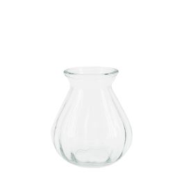 Glass Ribbed Belly Vase 7TDx10.5Wx14Hcm - Clear Oceans Floral