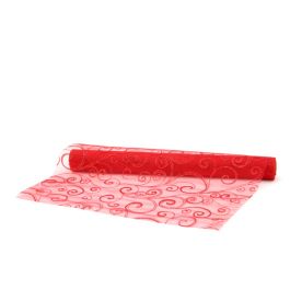 Organza Fabric Glitter Swirl Wrap 47cmx10m Oceans Floral