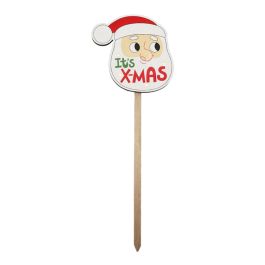 Nordic Wooden Santa with LED Pick 18Wx17.5Hx52Lcm - Red/Natural Oceans Floral