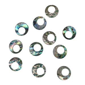 SHELL BLANK PAUA - CIRCLE OFFSET HOLE - NATURAL CURVE, GROUND BACK, TUMBLED POLISHED