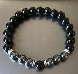Bracelets Beads: Healing hematite obsidian bracelet 8mm