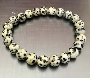 Bracelet, Dalmatian stone 8mm