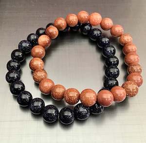 Bracelets combo deal, blue and gold sandstone