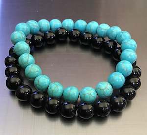 Bracelet combo deal, black onyx/turquoise