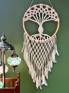 Tree of life macrame, 43cm cream