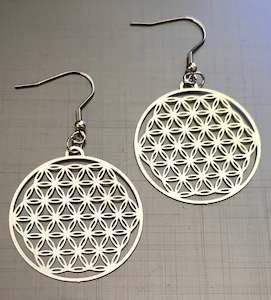 Earrings: Earrings stainless steel, flower of life