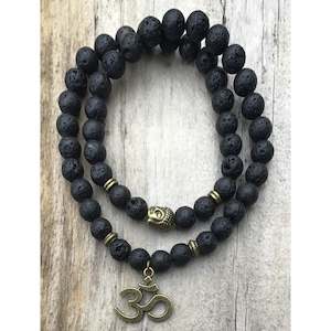 Necklaces: Lava stone Buddha/ OM 8mm necklace/bracelet