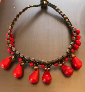 Anklets: Anklet Bohemian girl red