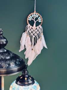 Dreamcatcher: Tree of life, turquoise beads 9cm