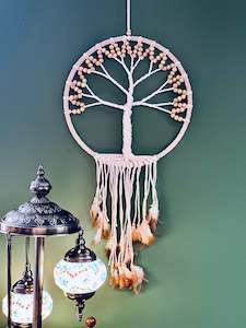 Dreamcatcher: Tree of life, brown feathers 38cm
