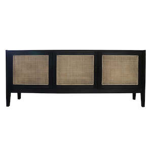 Sideboards: Black & Rattan Sideboard