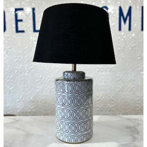 Lighting: Black & White Linked Lamp base with Black Tapered Drum