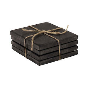 Utensils Bar: Square Black Marble Coasters (set 4)