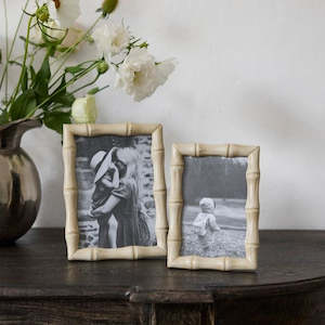 Photo Frames: Faux Bamboo Cream Photo Frame 5x7