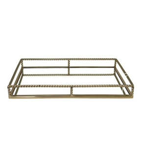 Trays: Gold Twisted Rectangle Mirror Tray