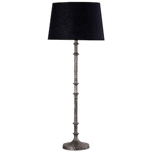 Lighting: Ridged Table Lamp with Black Shade
