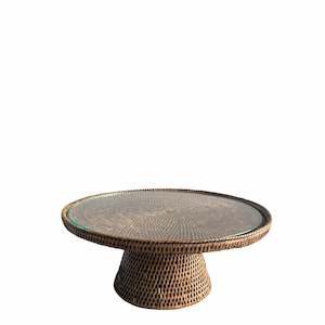Tableware: Rattan Stand with Glass Plate - Large