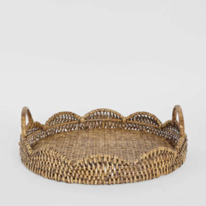 Rattan Scallop Tray Brown