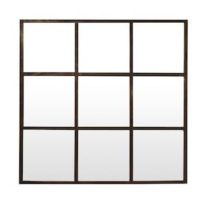 Wall: Square Iron Grid Mirror