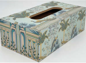 Decor: Tissue Box - Peacocks & Palms