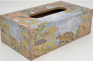 Decor: Tissue Box - Sky Blue with Elephant