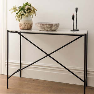 Cross Bar Iron & Marble Console