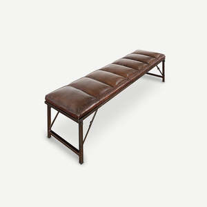 Iron & Leather Bench with Stitching