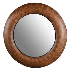 Burr Walnut Round Mirror 110cm