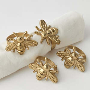 Napkins Table Linen: Bee Napkin Rings set of 4