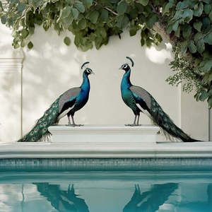 Wall: Peacocks Blu 700 x 700