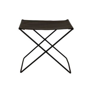 Ottomans: Palma Leather Stool - Black