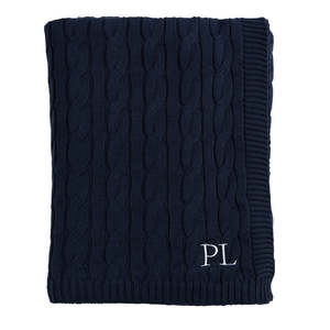 Cable Knit Navy Throw