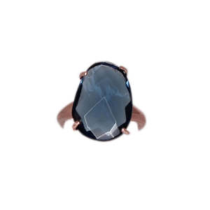 #0810 Black Oval Crystal Ring